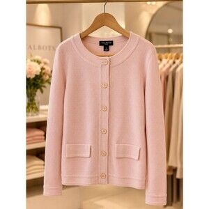 Talbots Woman XL Pink Heavy Knit Cardigan Quiet Luxury Sweater